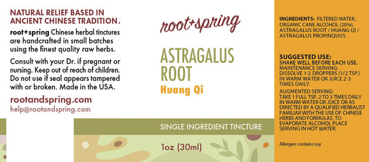 label of Astralagus Root Huang Qi Tincture by root+spring