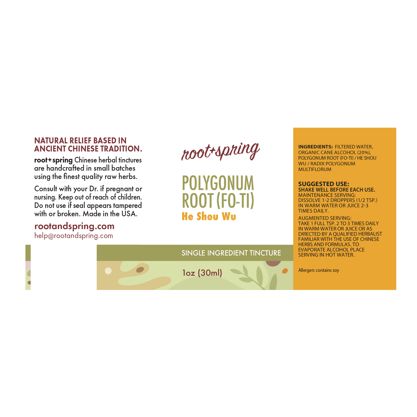 label of Polygonum Root or Fo-Ti (He Shou Wu) | Herbal Tincture