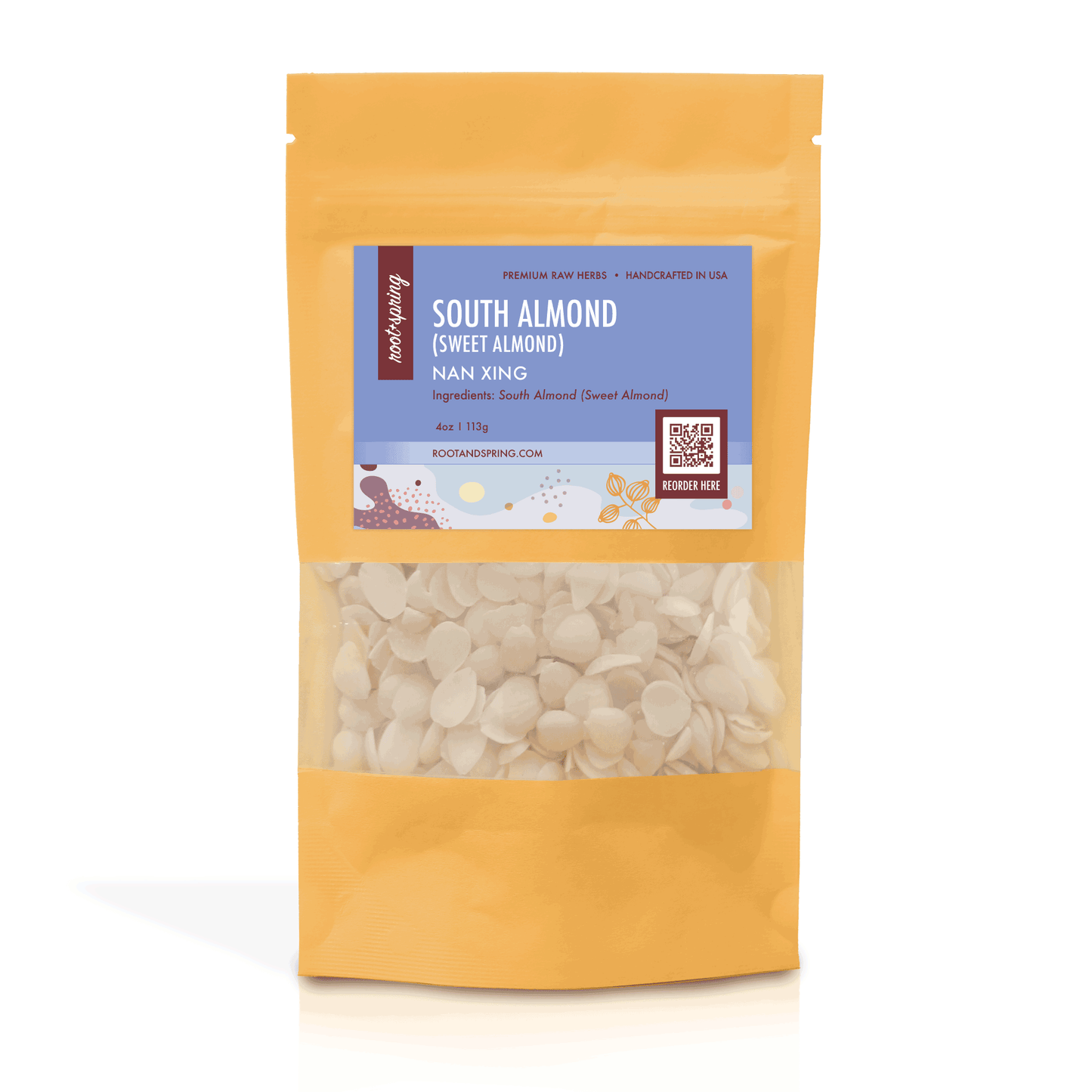 Image of root + spring's Premium Raw Herb South Almond (Sweet Almont) or Nan Xing.