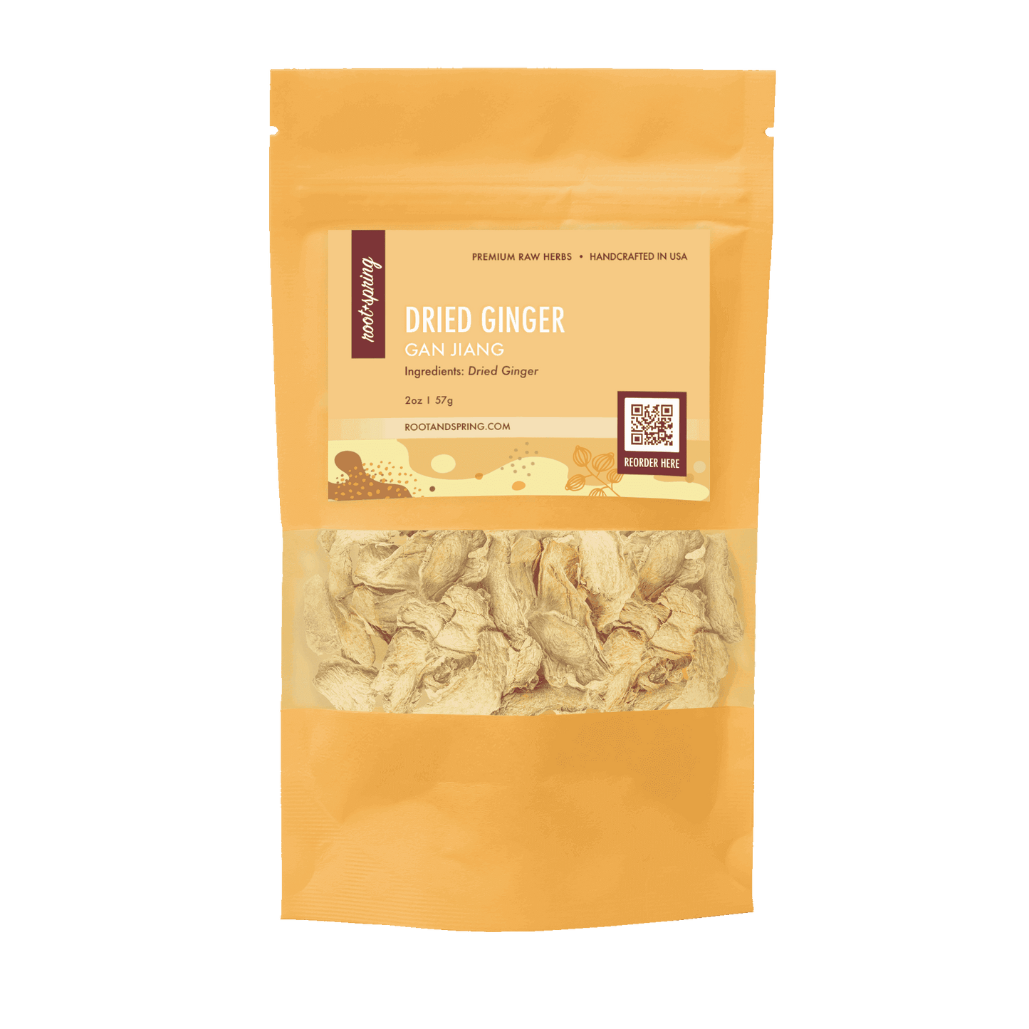 Image for root + spring's premium raw herb dried ginger or an jiang.