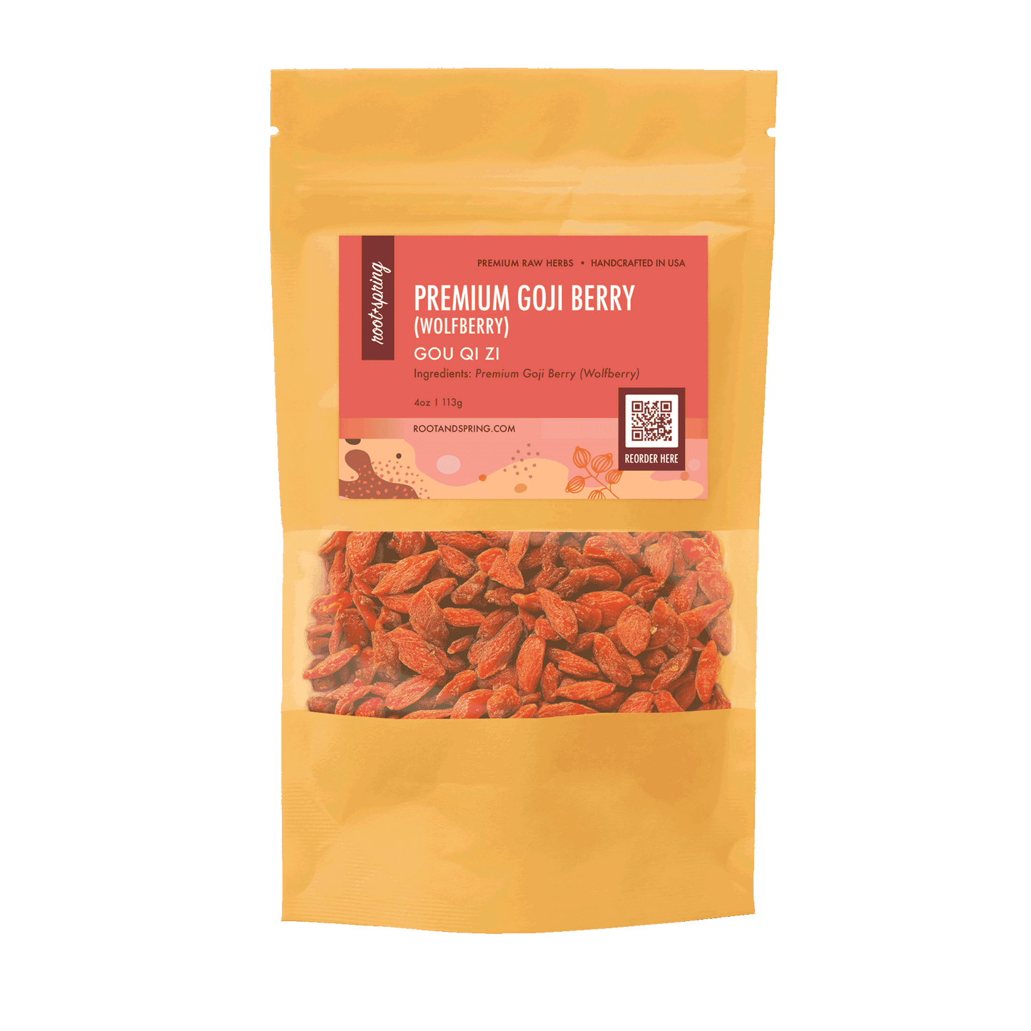 Image for root + spring's remium raw herb goji berry (wolfberry) or gou qi zi.