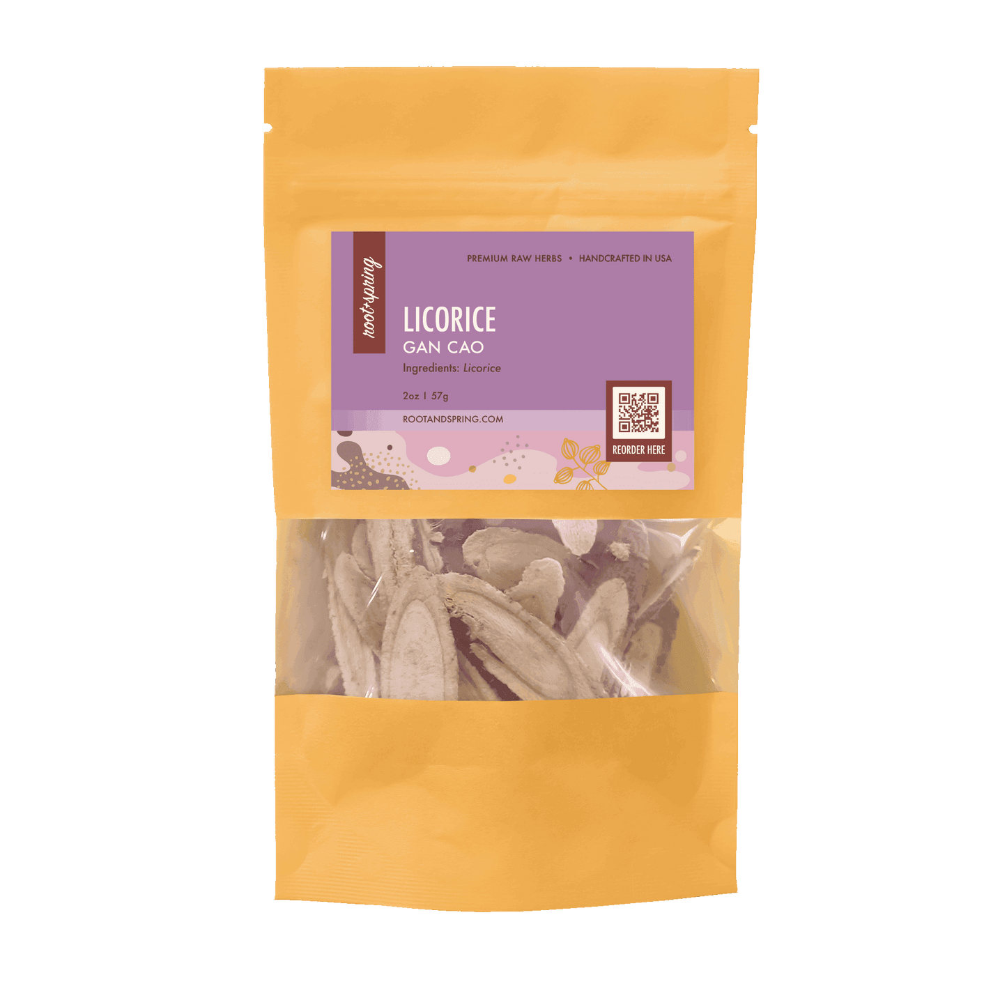Image for root + spring's premium raw herb licorice or gan cao.