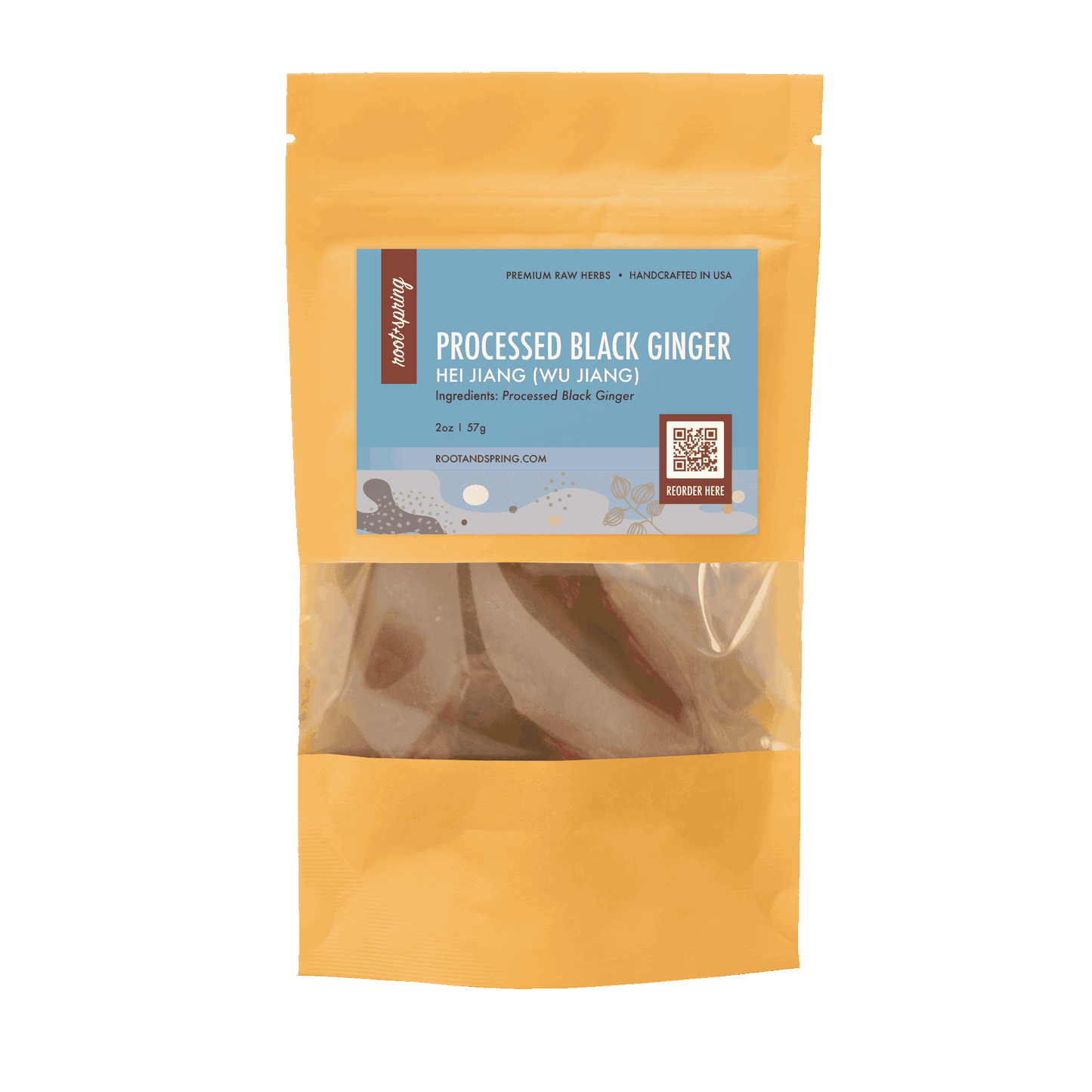 Image for root + spring's premium raw herb processed black ginger or he jiang (wu jiang).