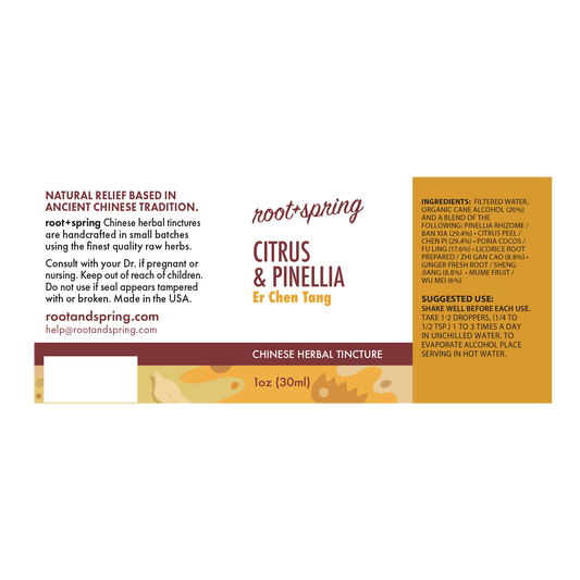 image of the label of Citrus & Pinellia (Er Chen Tang) Herbal Tincture by root+spring