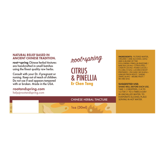 image of the label of Citrus & Pinellia (Er Chen Tang) Herbal Tincture by root+spring