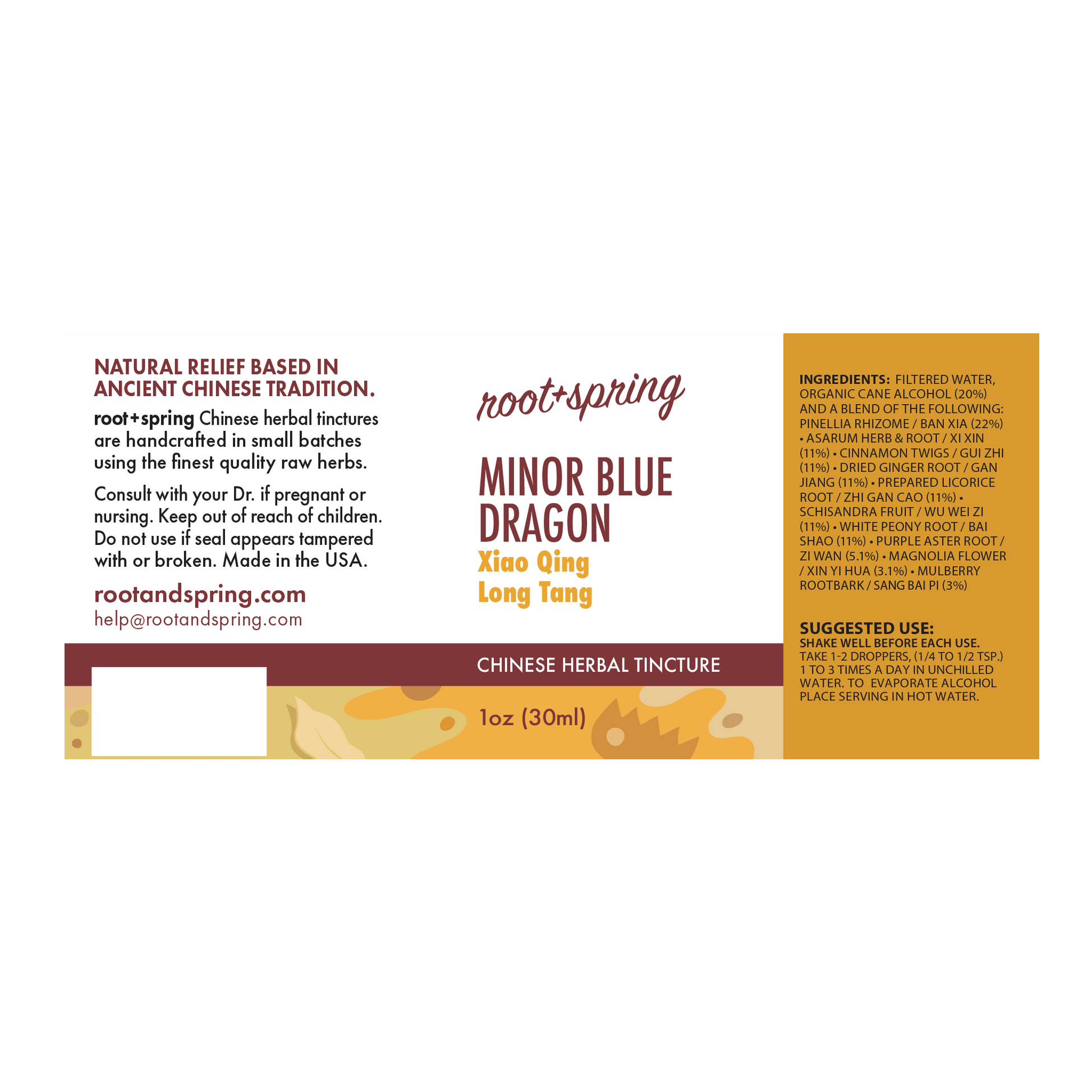 label of Minor Blue Dragon (Xiao Qing Long Tang) | Herbal Tincture