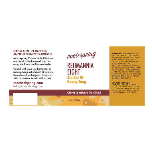 label of Rehmannia Eight (Zhi Bai Di Huang Tang) | Herbal Tincture