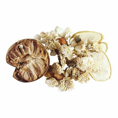 Image of ingredients for root + spring's Sweet Autumn Cooling (Liang Cha) Chinese Herbal Tea Mix .