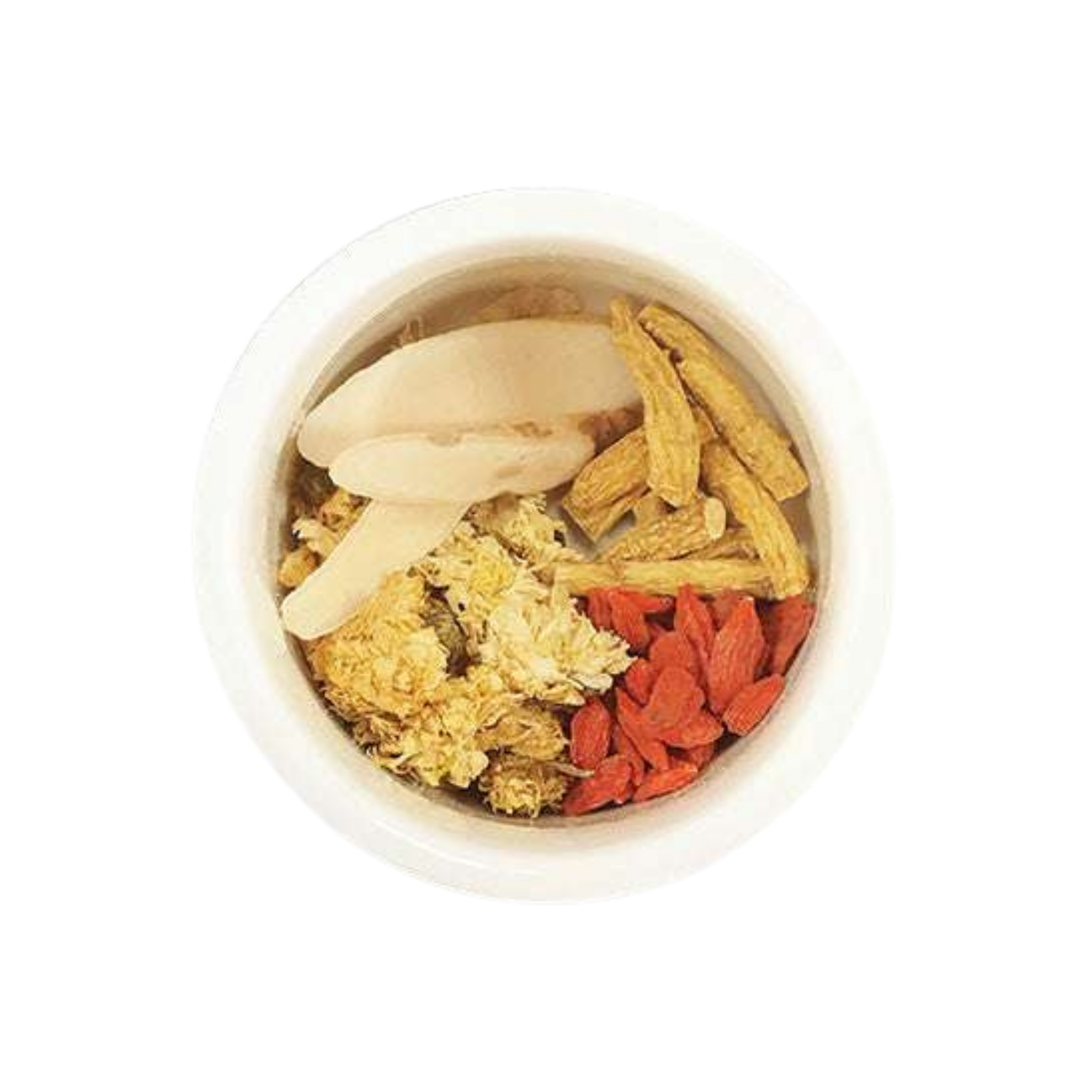 Image of ingredients for root + spring's Baby Chrysanthemum and Ginseng. 