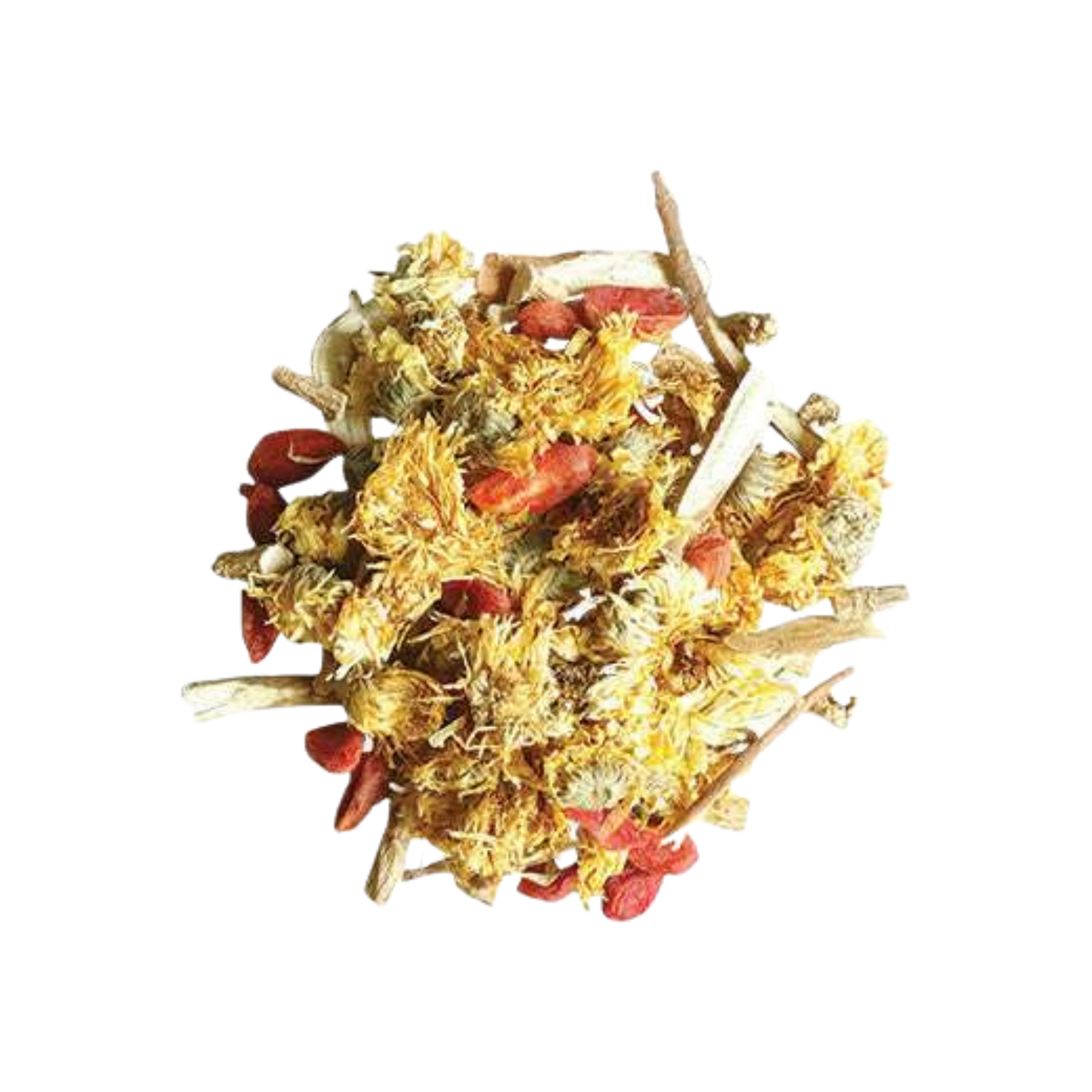 Image of ingredients for root + spring's Baby Chrysanthemum and Ginseng. rootandspring.com