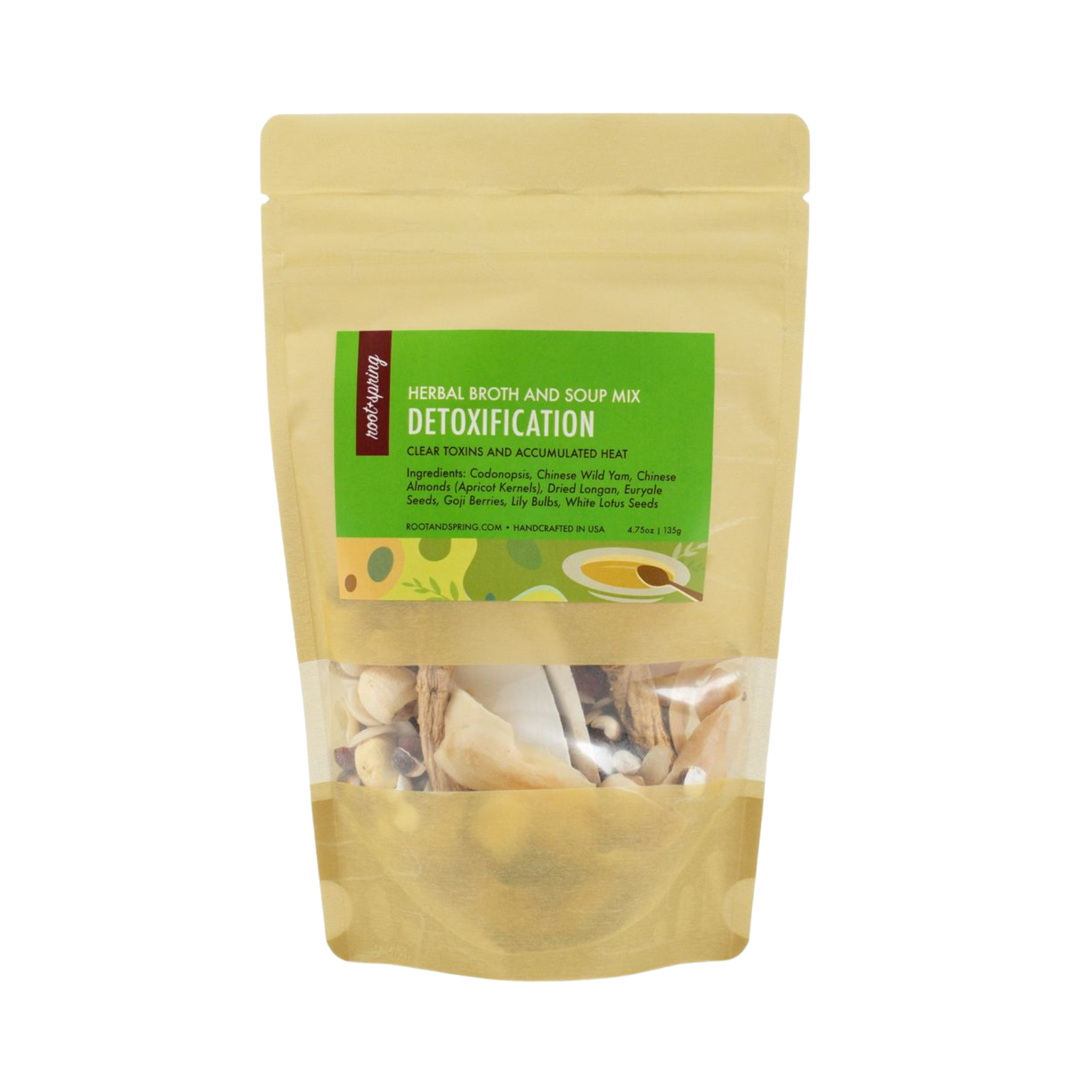Image of package of root + spring's Chinese herbal broth and soup kit for detoxification or "yeet hay".