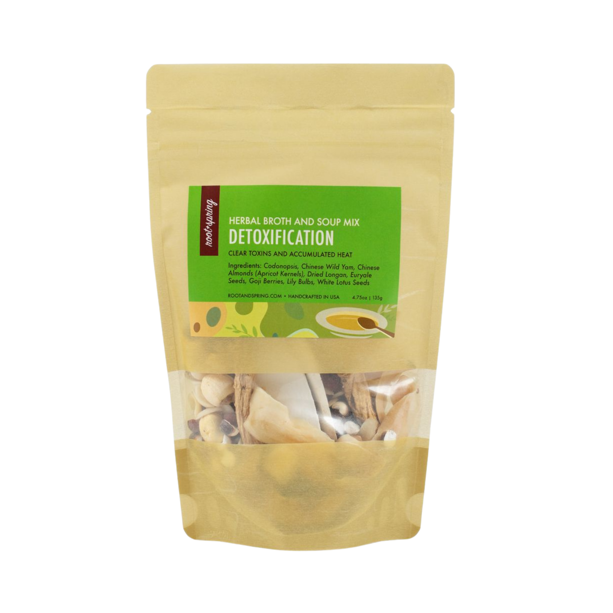 Image of package of root + spring's Chinese herbal broth and soup kit for detoxification or "yeet hay".