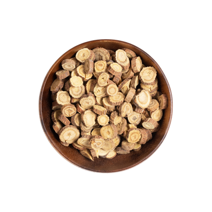 Image for root + spring's premium raw herb licorice or gan cao out of the bag.