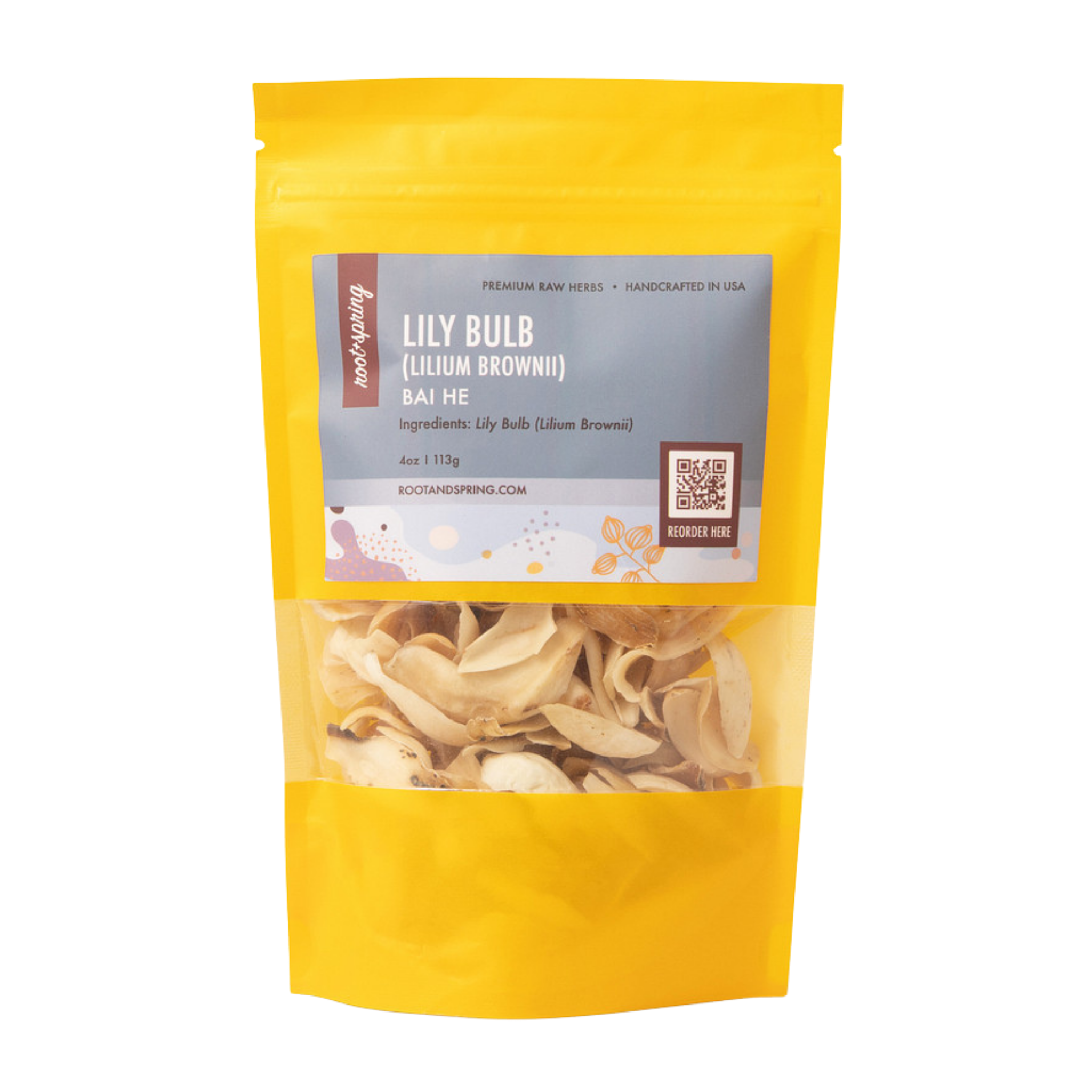Image for root + spring's premium raw herb lily bulb (lilium brownii) or bai he.