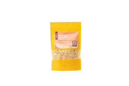 A yellow pouch containing peach seed, or tao ren premium raw herb.