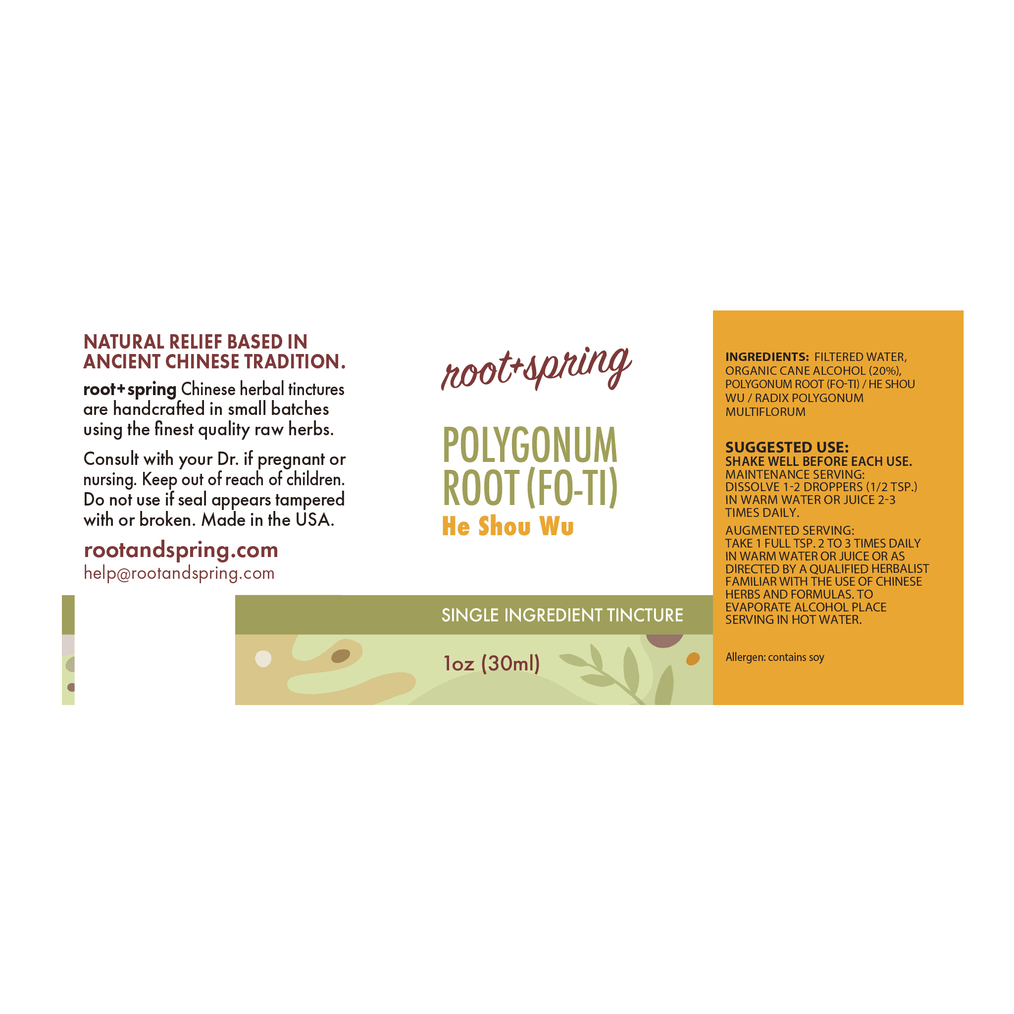 label of Polygonum Root or Fo-Ti (He Shou Wu) | Herbal Tincture