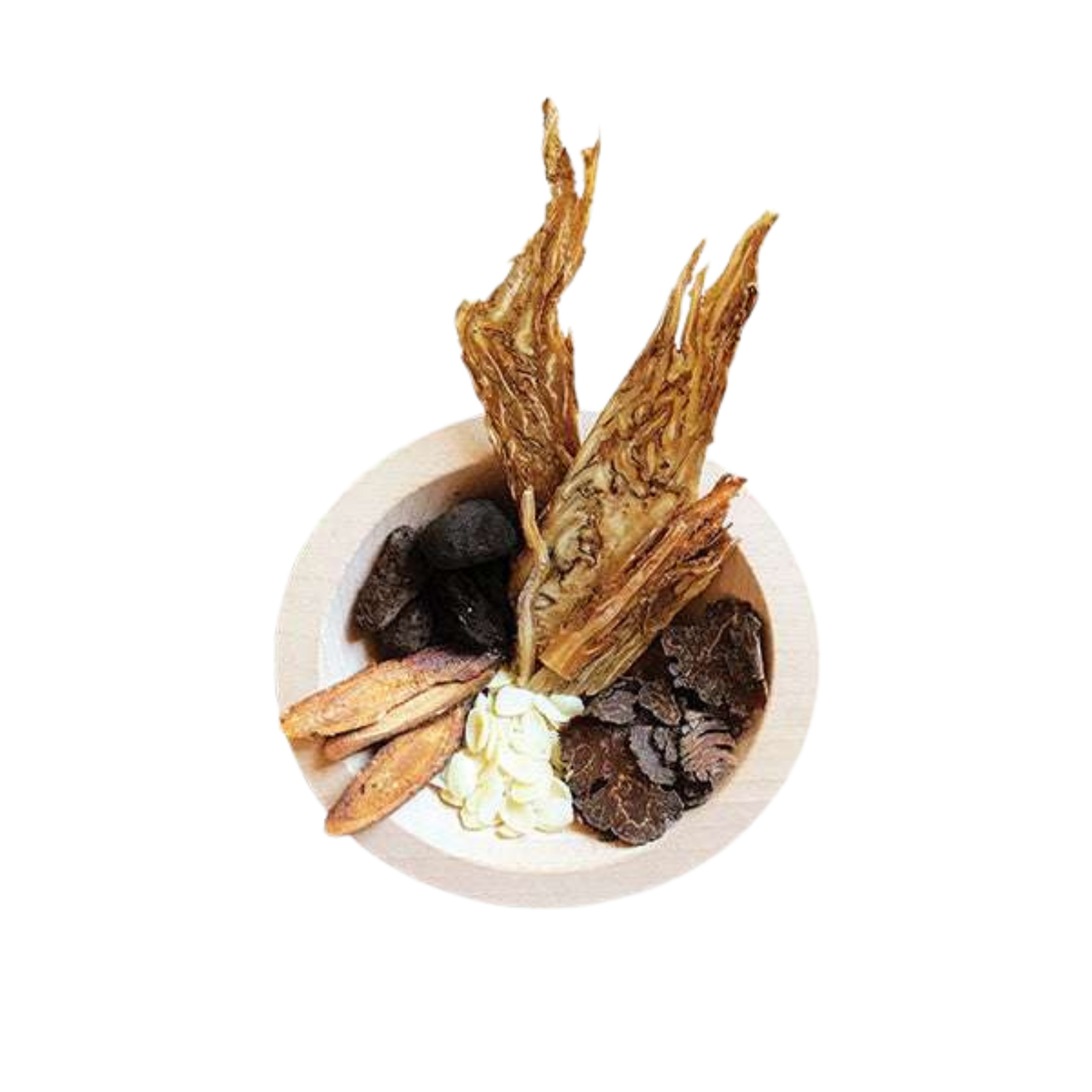 Image of ingredients for root + spring's Chinse herbal broth and soup mix for postpartum recovery, or Zio Yue Zi.