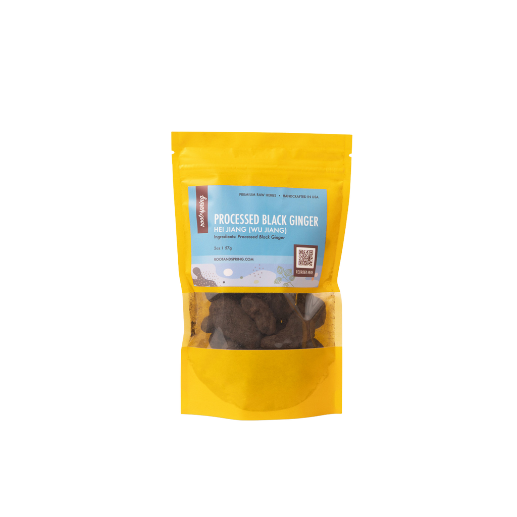 Image for root + spring's premium raw herb processed black ginger or he jiang (wu jiang).