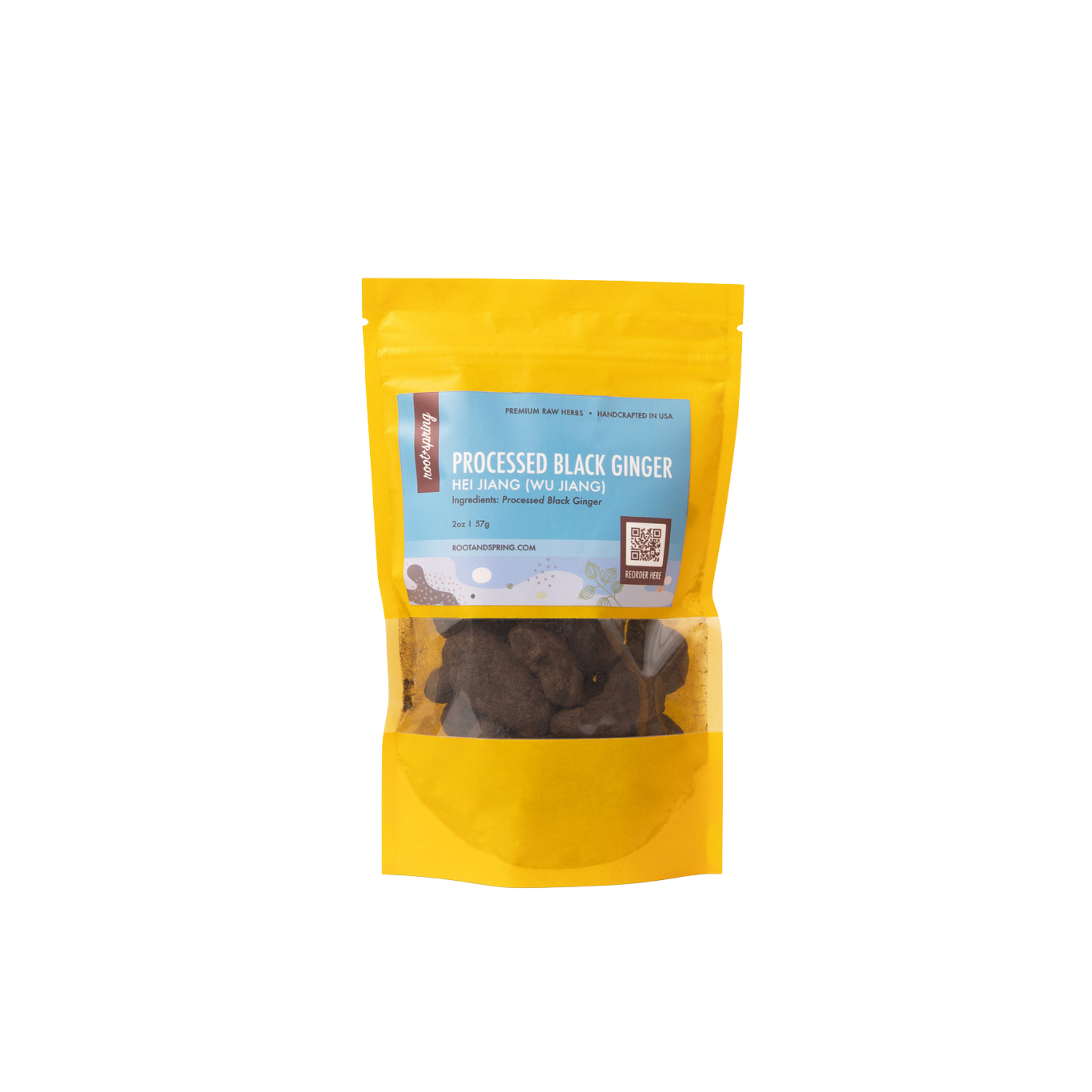 Image for root + spring's premium raw herb processed black ginger or he jiang (wu jiang).