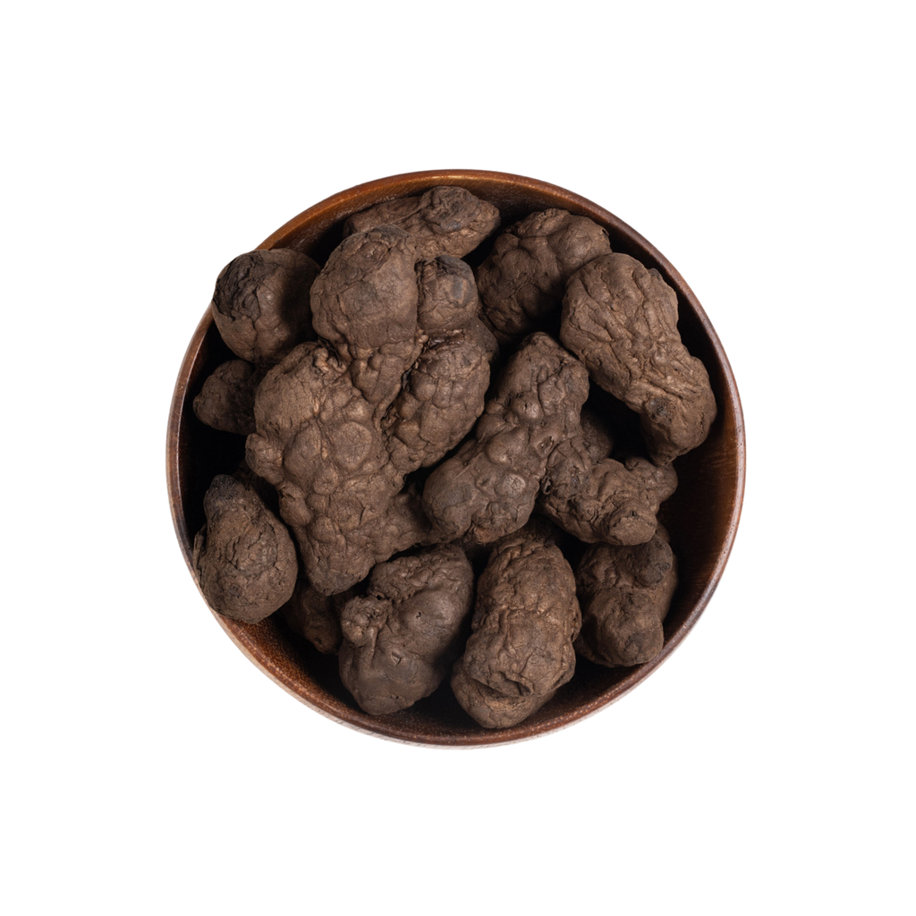 Image for root + spring's premium raw herb processed black ginger or he jiang (wu jiang) out of the bag.