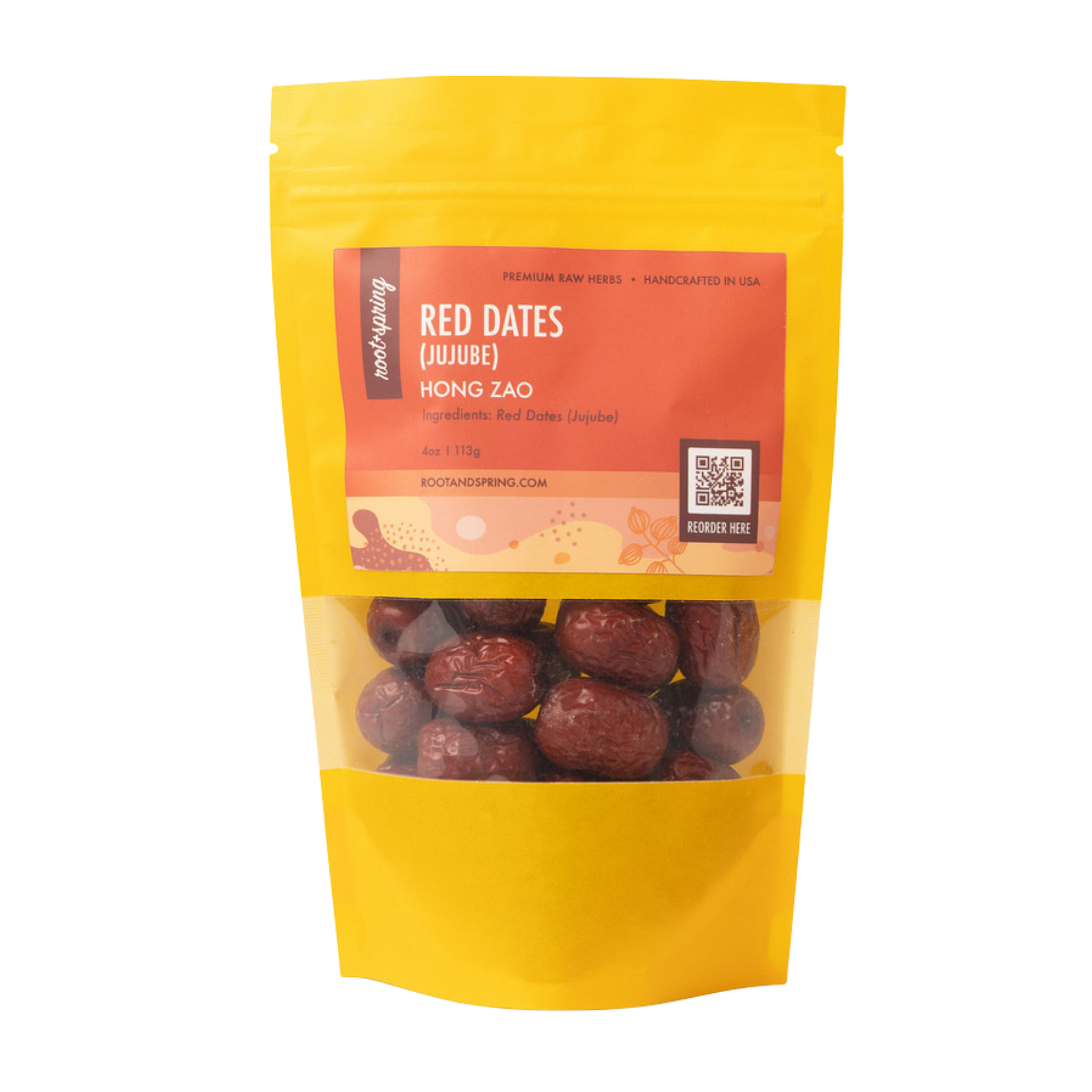 Image for root + spring's premium raw herb red dates (jujube) or hong zao.