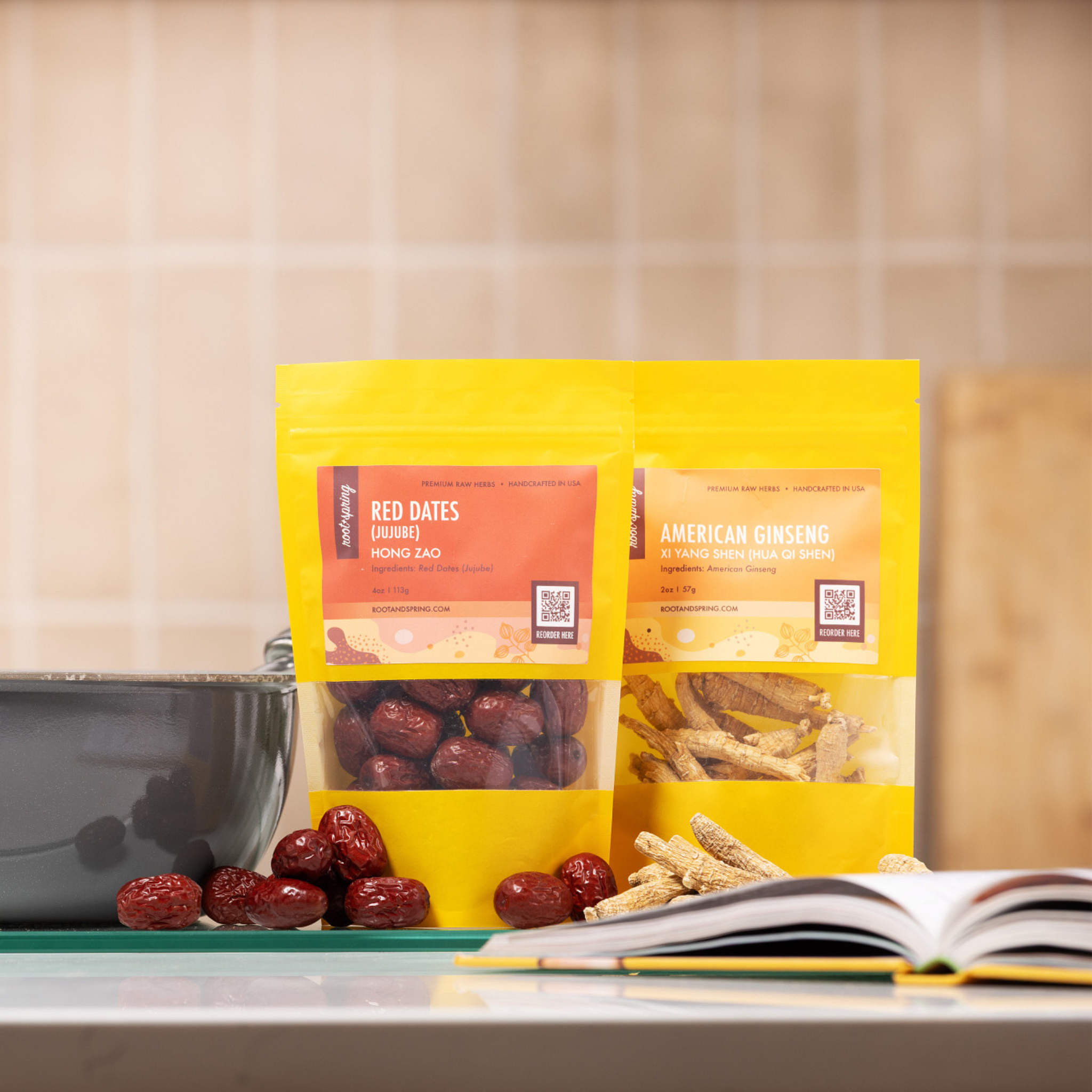 Lifestyle Image of Red Dates and American Ginseng