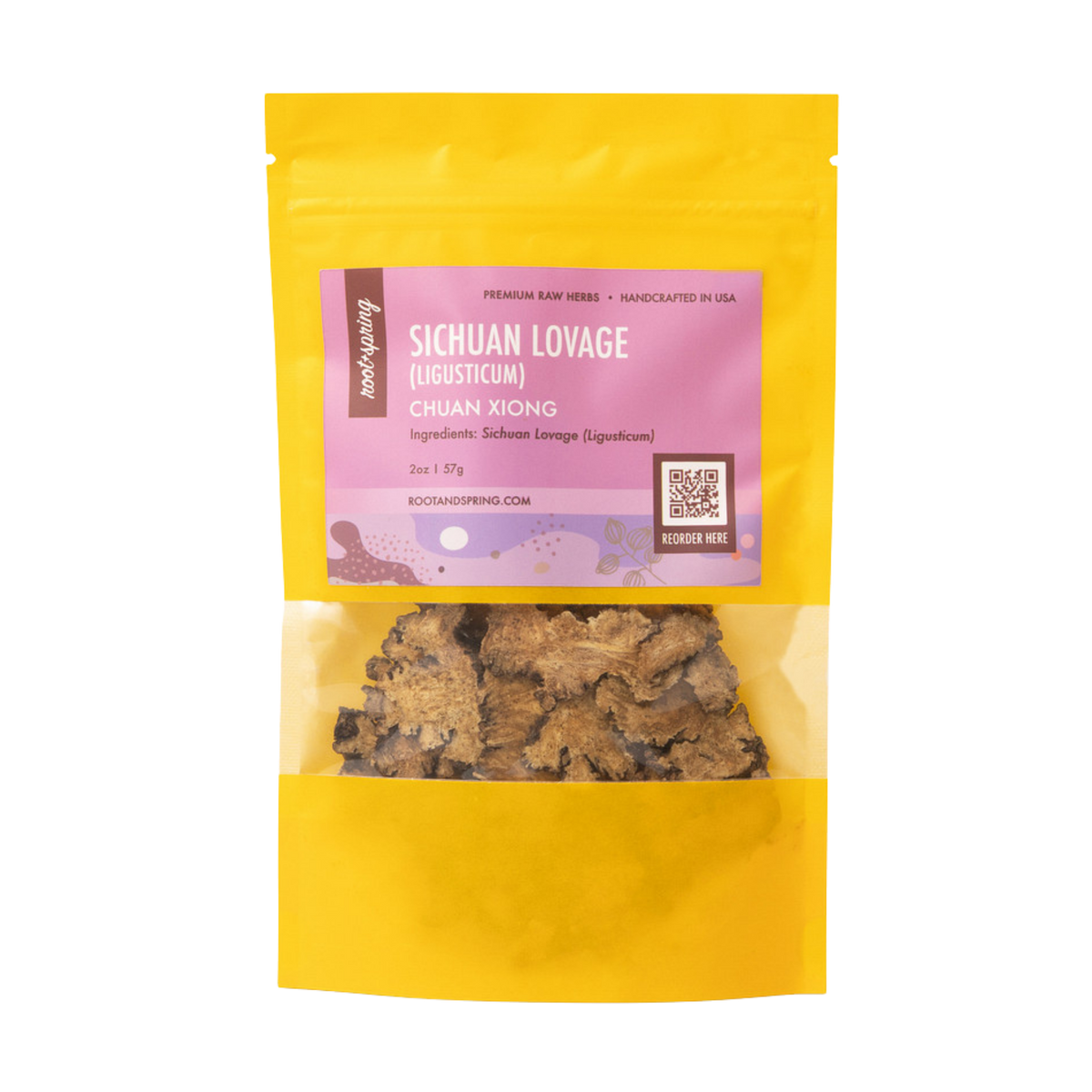 Image of root + spring's premium raw herb sichuan lovage (ligusticum) or chuan xiong.