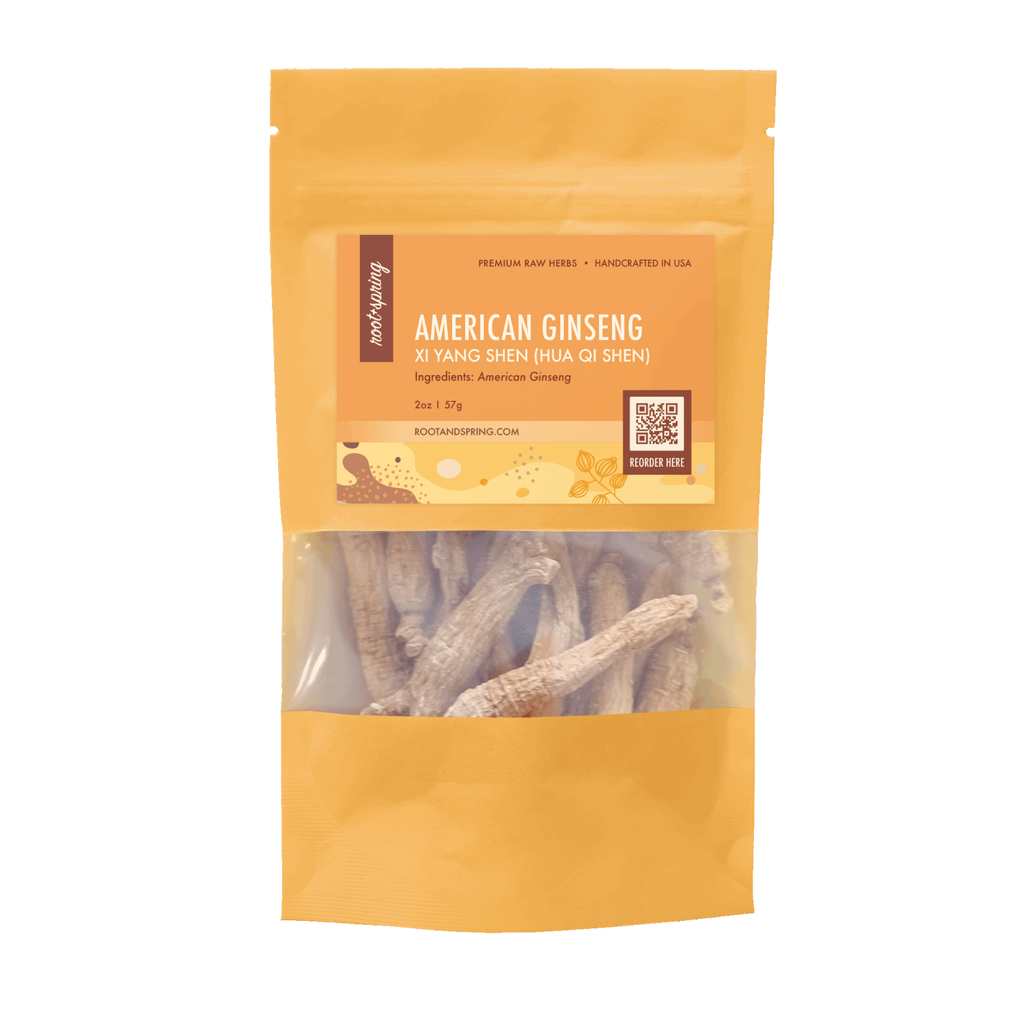 Image for root + spring's premium raw herb american ginseng or xi yang shen (hua qi shen).