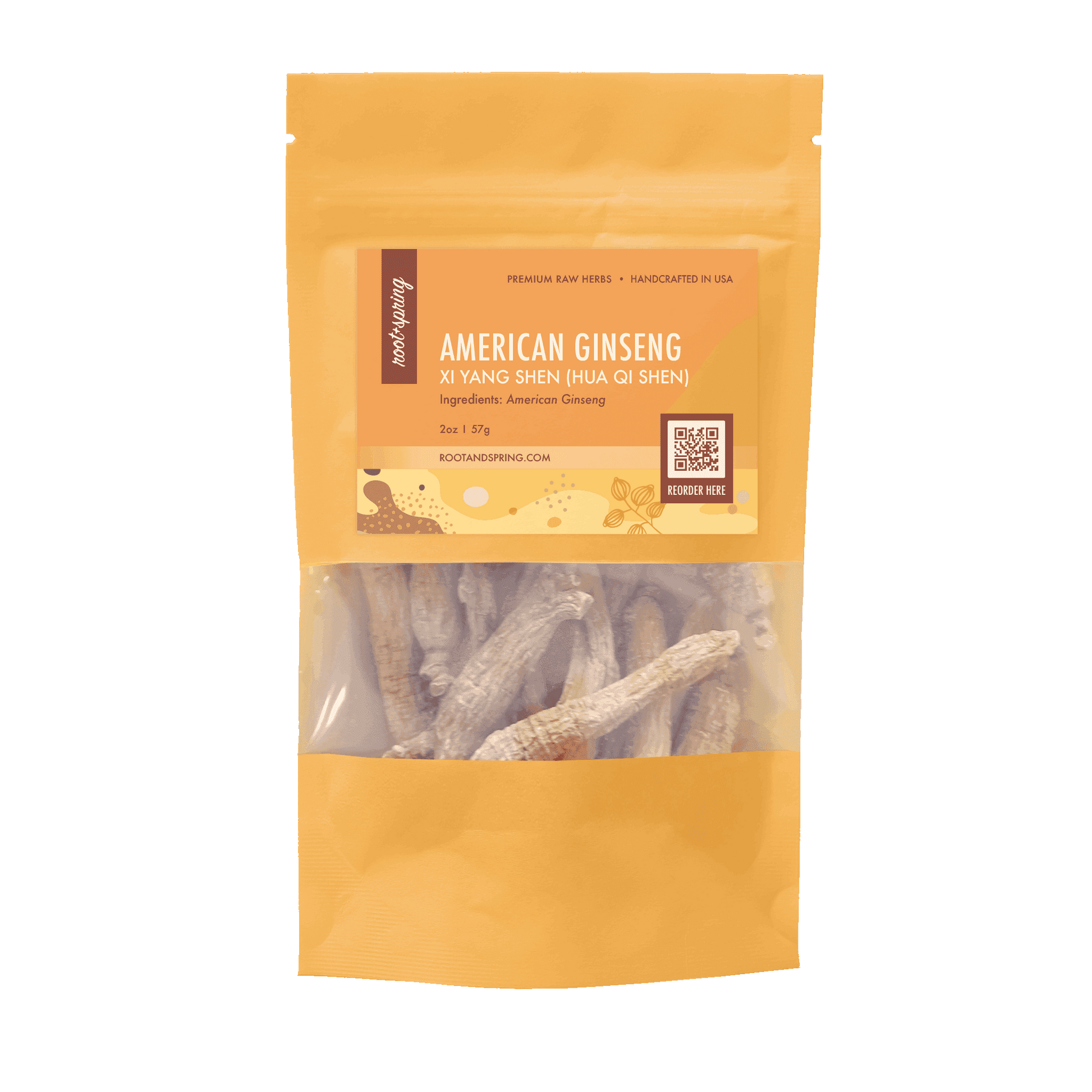 Image for root + spring's premium raw herb american ginseng or xi yang shen (hua qi shen).