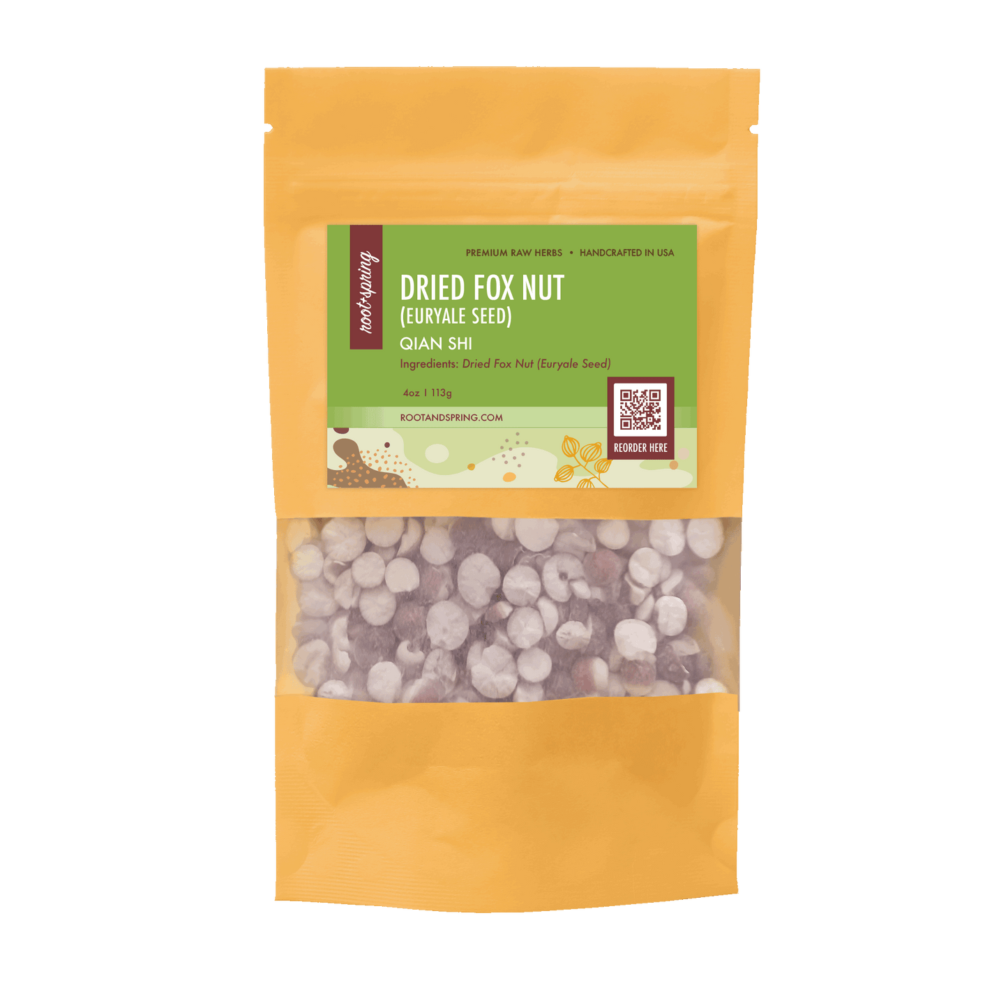 Image for root + spring's premium raw herb dried fox nut (euryale seed) or qian shi.