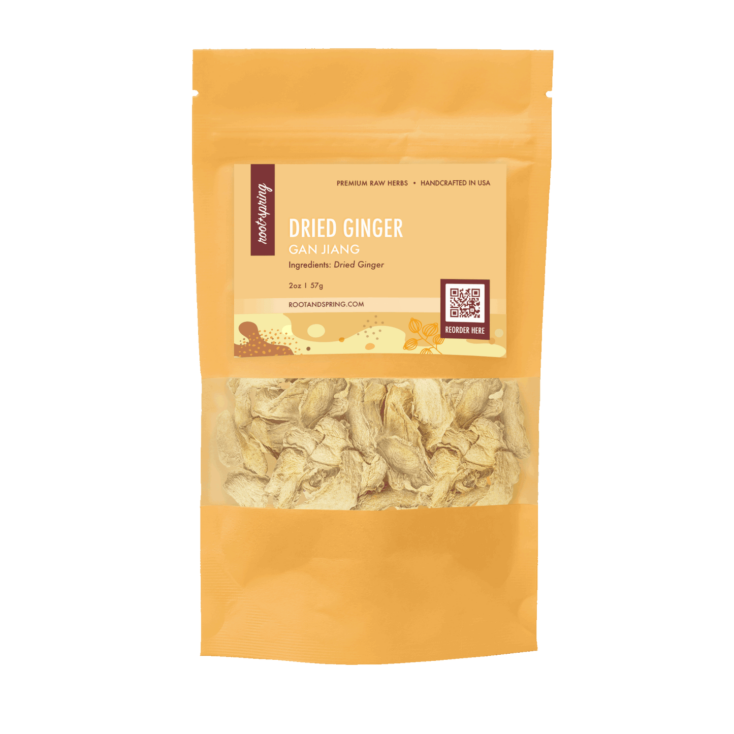 Image for root + spring's premium raw herb dried ginger or an jiang.
