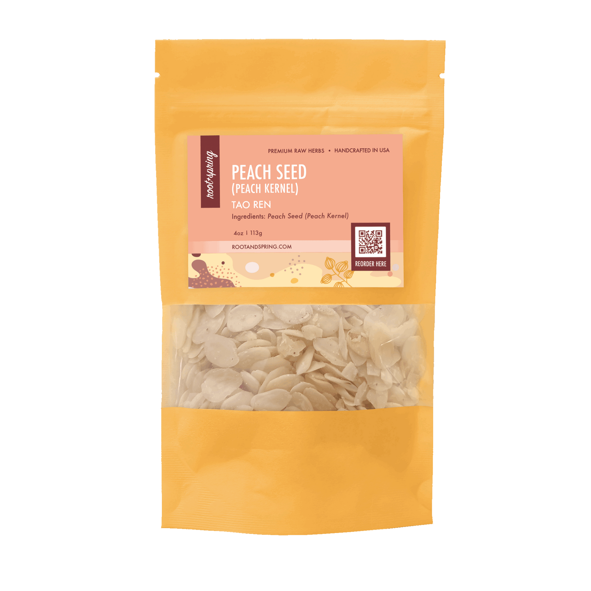 Image for root + spring's premium raw herb peach seed (peach kernel) or tao ren.