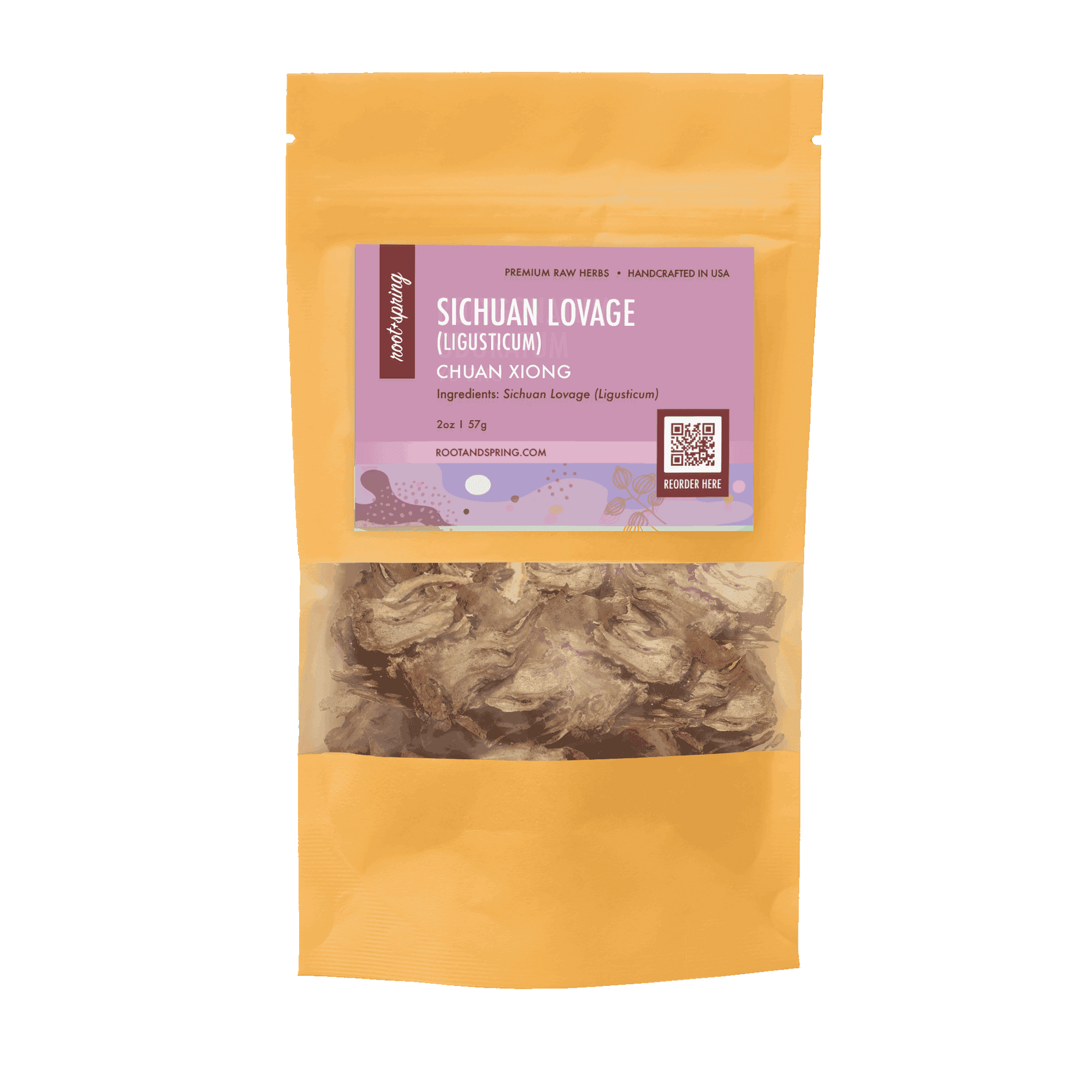 Image of root + spring's premium raw herb sichuan lovage (ligusticum) or chuan xiong.