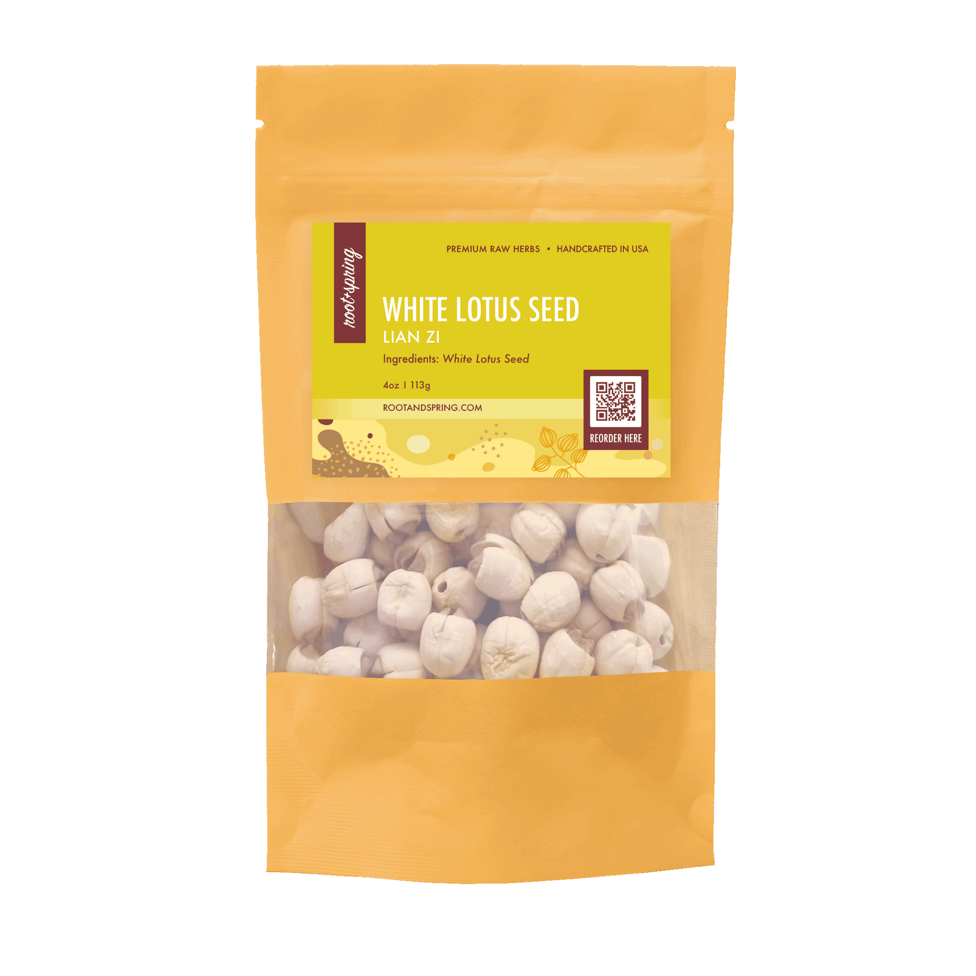 Image for root + spring's premium raw herb white lotus seed or lian zi.
