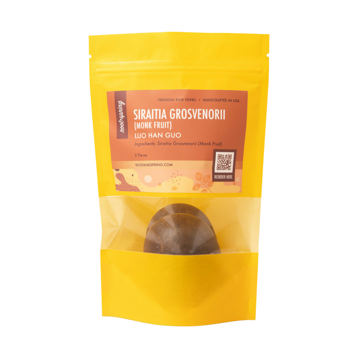Image for root + spring's premium raw herb siraitia grosvenorii (monk fruit) or luo han guo.