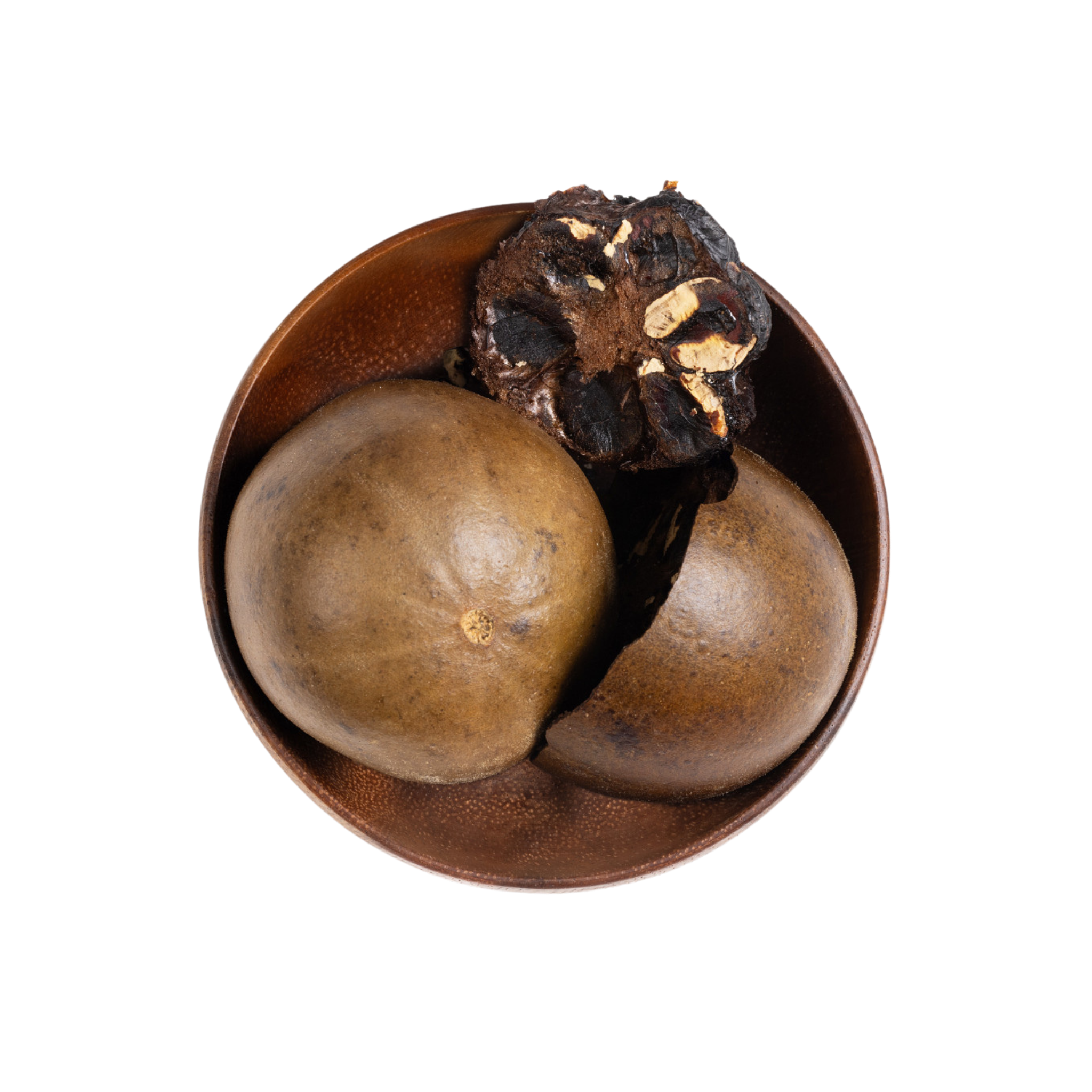 Image for root + spring's premium raw herb siraitia grosvenorii (monk fruit) or luo han guo out of the bag.