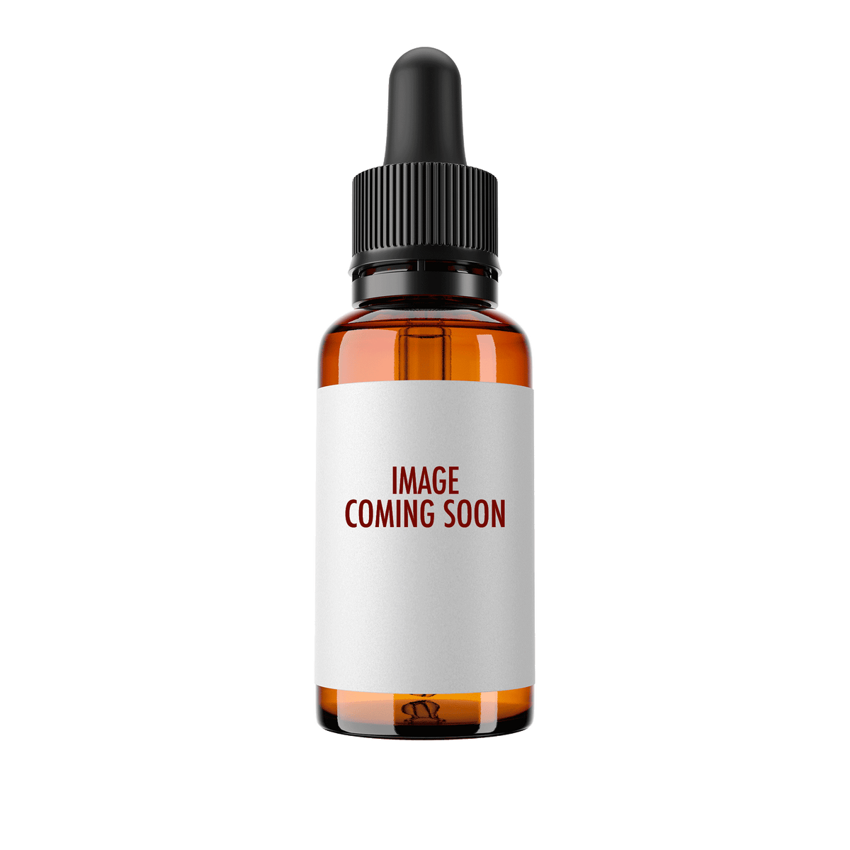 Image of amber colored dropper bottle with the label of 'image coming soon'.