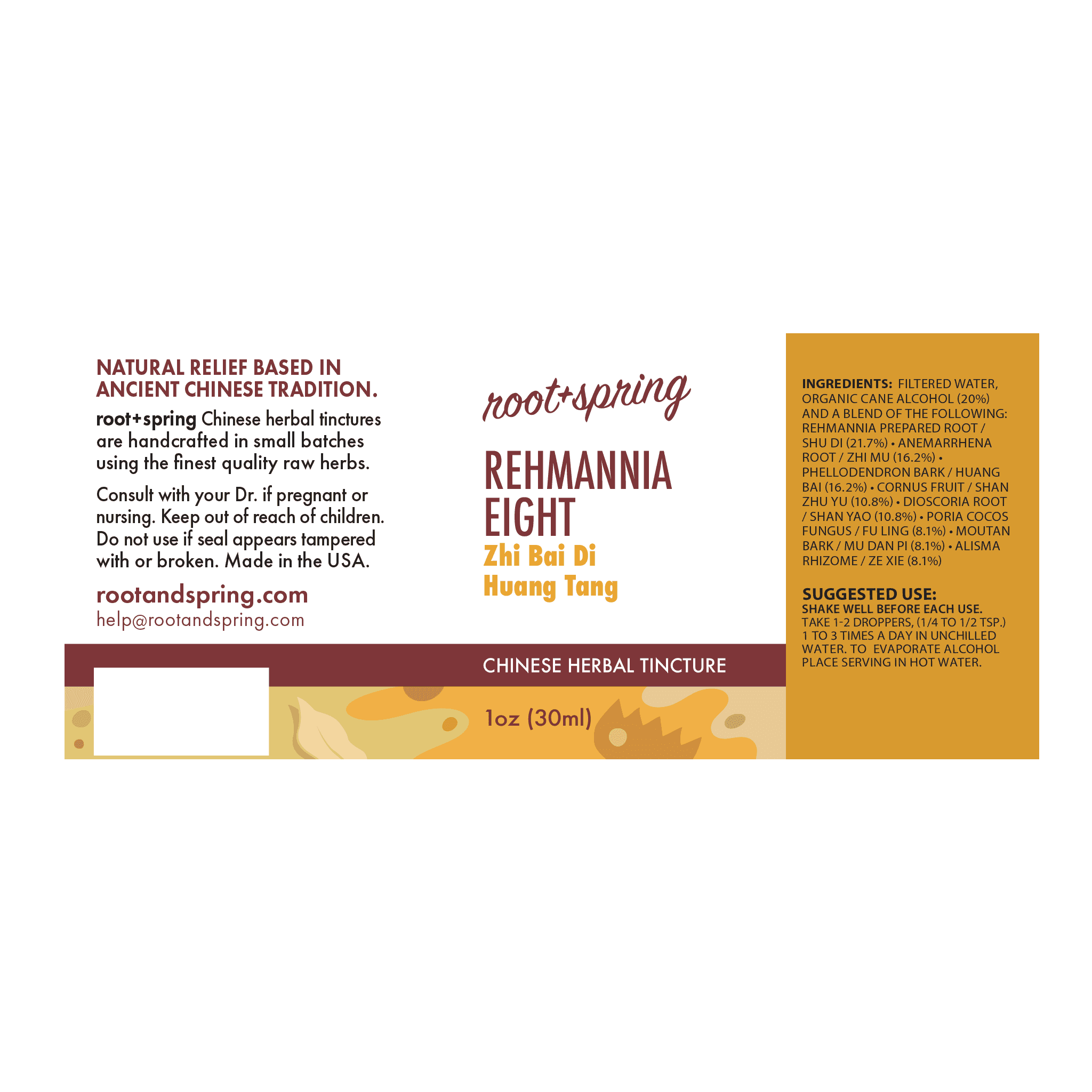 label of Rehmannia Eight (Zhi Bai Di Huang Tang) | Herbal Tincture