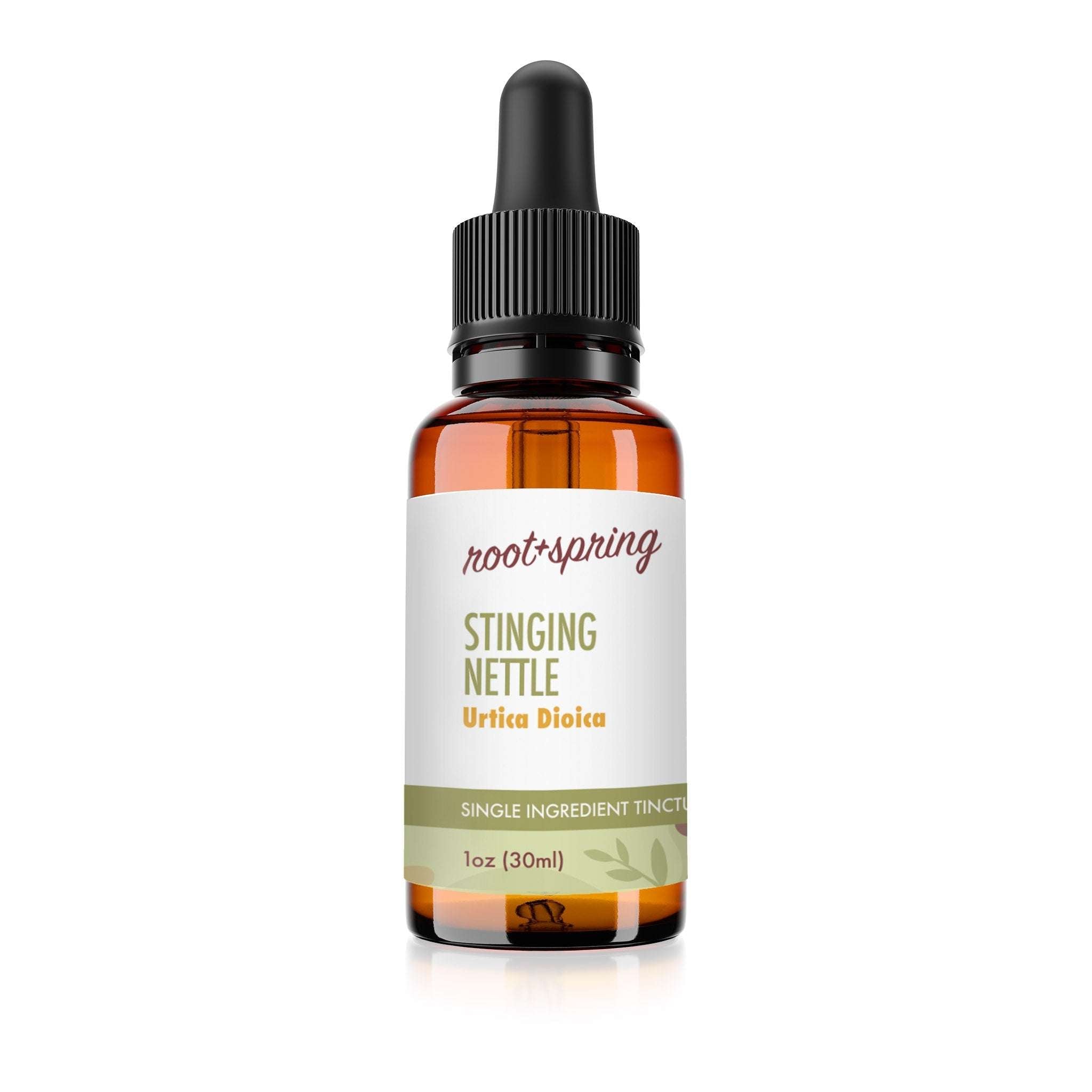 Bottle of Stinging Nettle (Urtica Dioica) Herbal Tincture by root + spring.