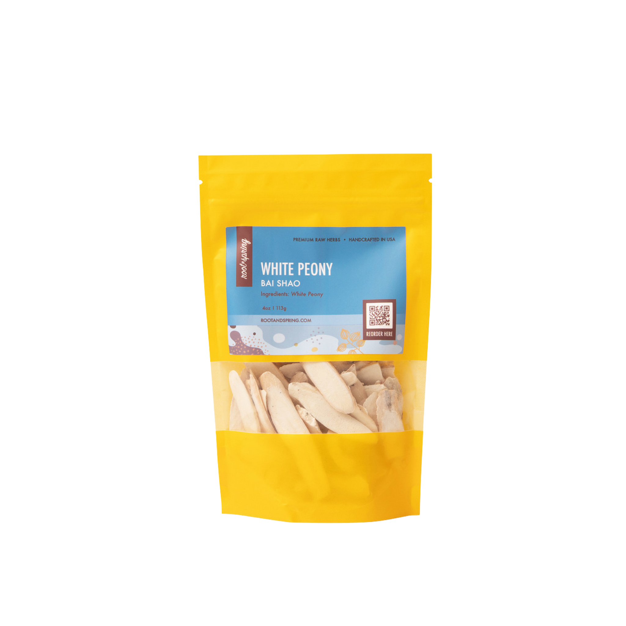 Image of root  + spring's premium raw herb white peony or bai shao.