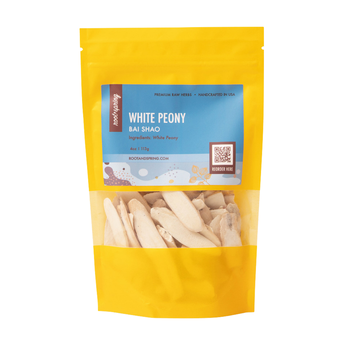 Image of root  + spring's premium raw herb white peony or bai shao.