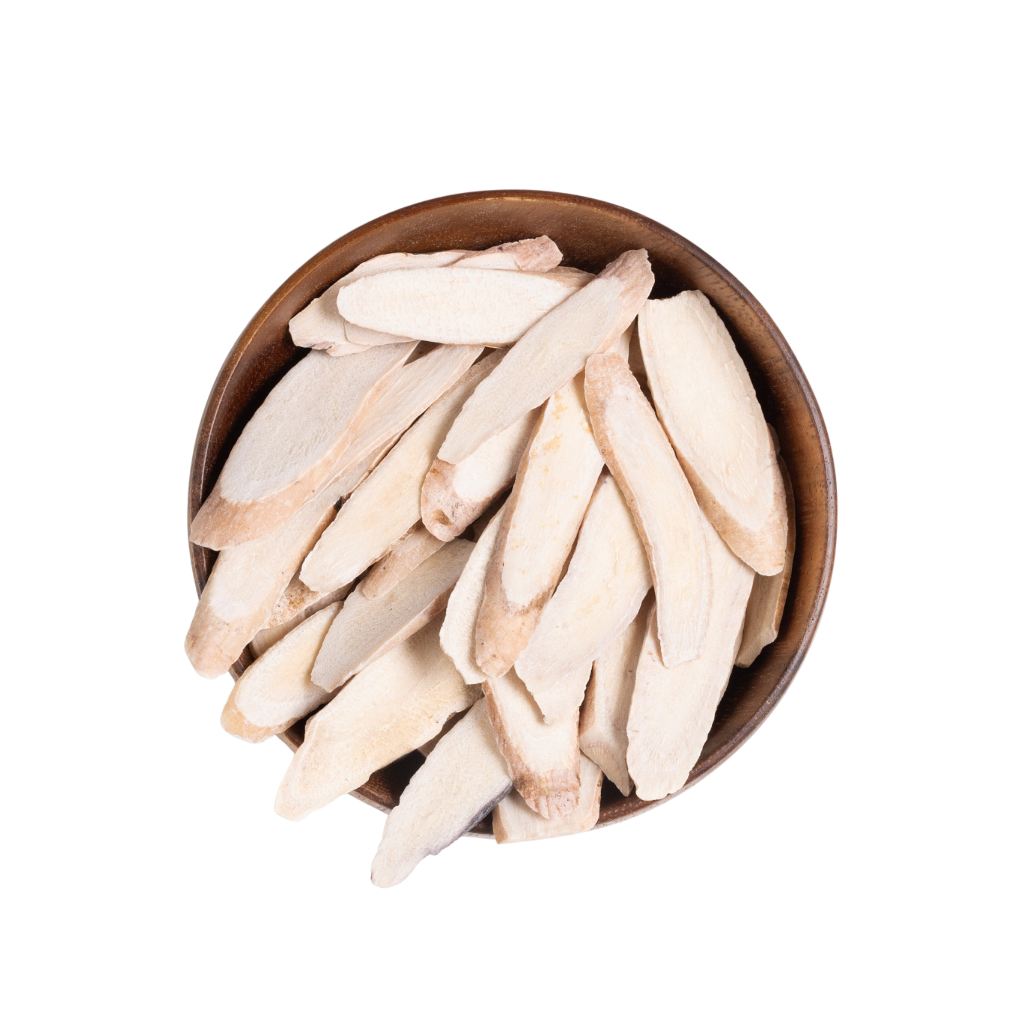 Image of root  + spring's premium raw herb white peony or bai shao out  of the bag.