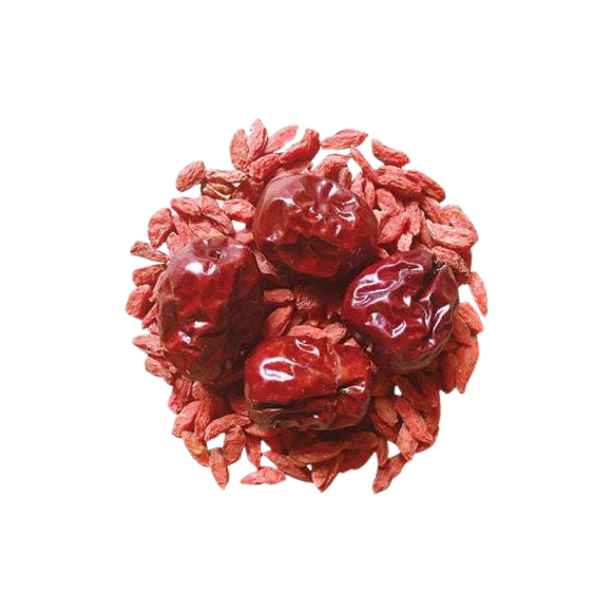Image of ingredients for root + spring's  Goji Berries & Red Dates "Blood Revitalizer" Chinese Herbal Tea Mix.