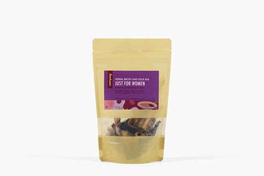 Image of packaging for root+ spring's Chinese herbal soup mix for women.