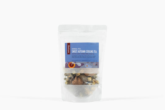 Image of packaging for root + spring's Sweet Autumn Cooling (Liang Cha) Chinese Herbal Tea Mix .